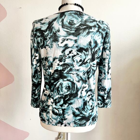Vintage Blue Floral Grunge Top, Y2K Indie Sleaze 90s Coquette Large Goth‎ - Picture 3 of 6